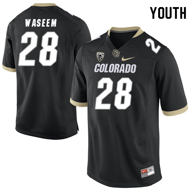 Youth #28 Asaad Waseem Colorado Buffaloes College Football Jerseys Stitched Sale-Black